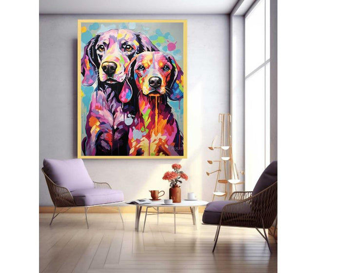 Two Dog Modern Art Painting 