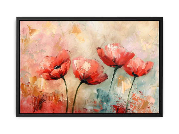 Red Abstract Floral Painting