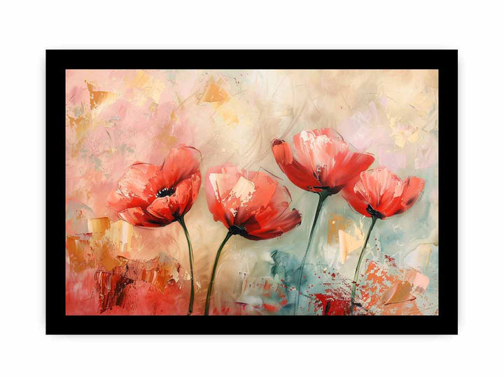 Red Abstract Floral Painting