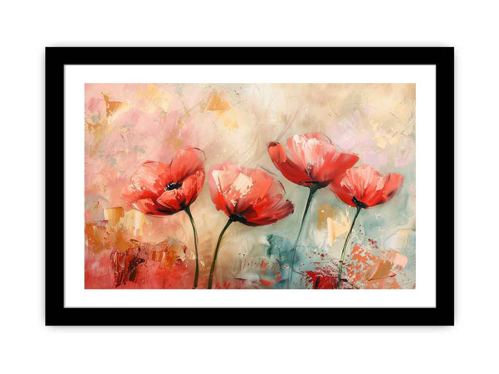 Red Abstract Floral Painting