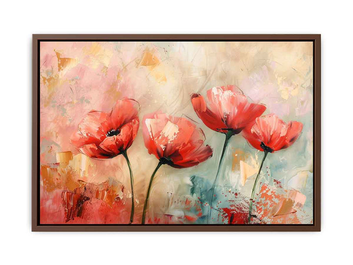 Red Abstract Floral Painting