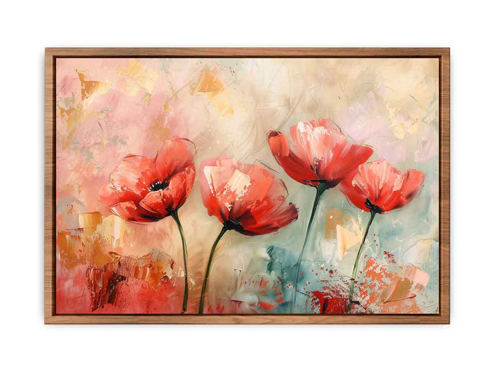 Red Abstract Floral Painting