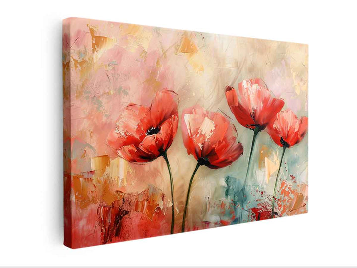 Red Abstract Floral Painting