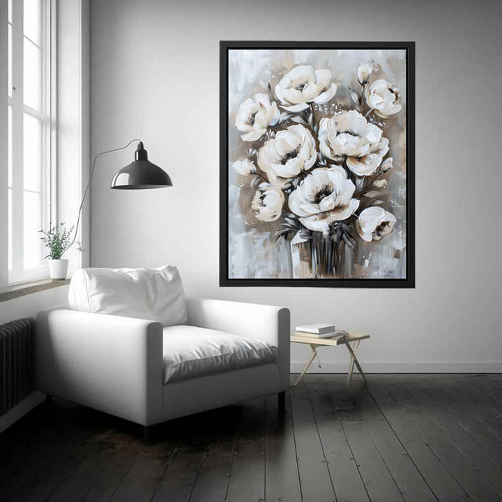 White Floral Painting