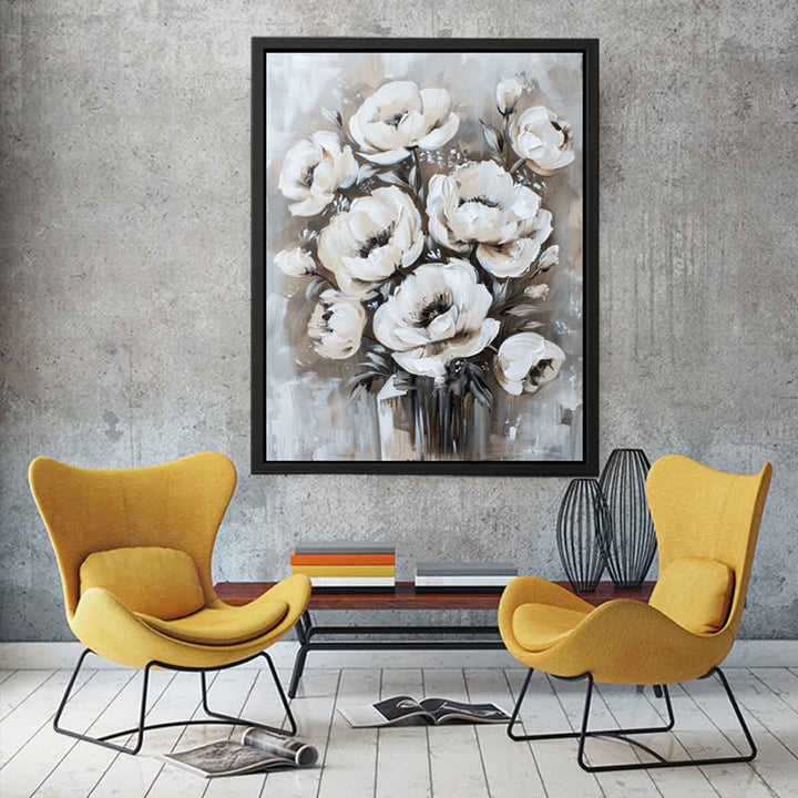 White Floral Painting