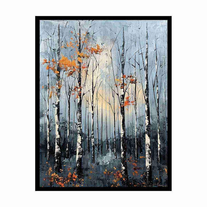 Birch Forest Knife Art Painting