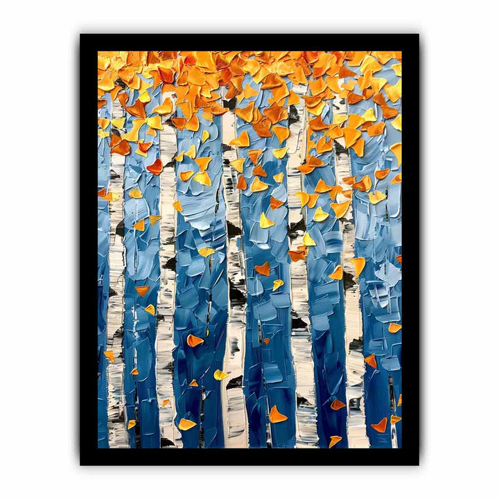 Birch Colorfull Leaves Knife Art Painting