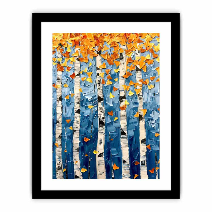 Birch Colorfull Leaves Knife Art Painting