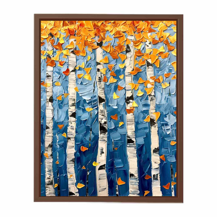 Birch Colorfull Leaves Knife Art Painting