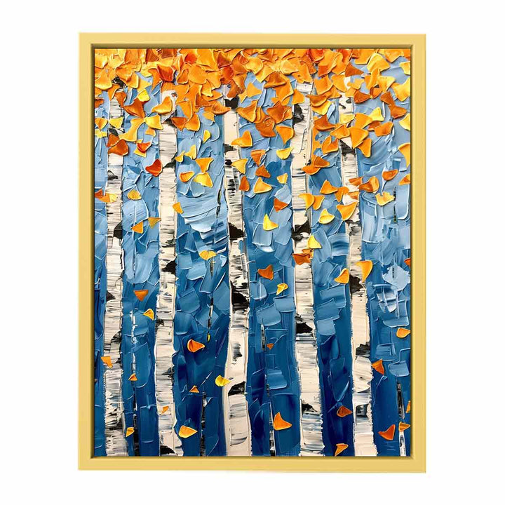 Birch Colorfull Leaves Knife Art Painting