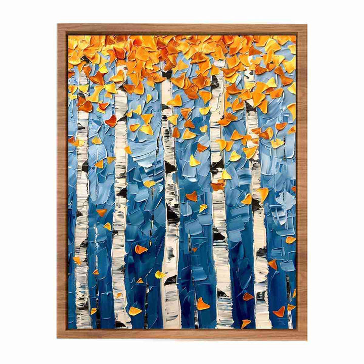 Birch Colorfull Leaves Knife Art Painting