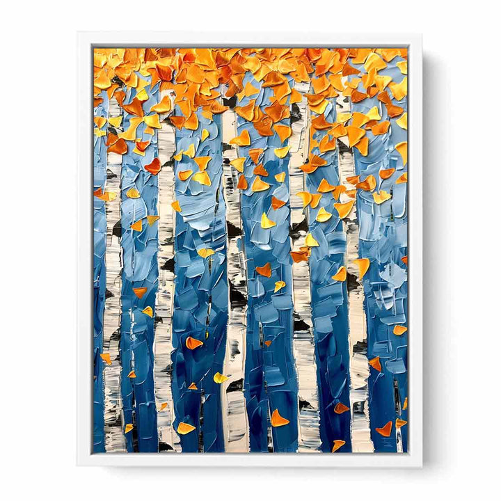 Birch Colorfull Leaves Knife Art Painting