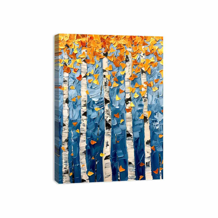 Birch Colorfull Leaves Knife Art Painting