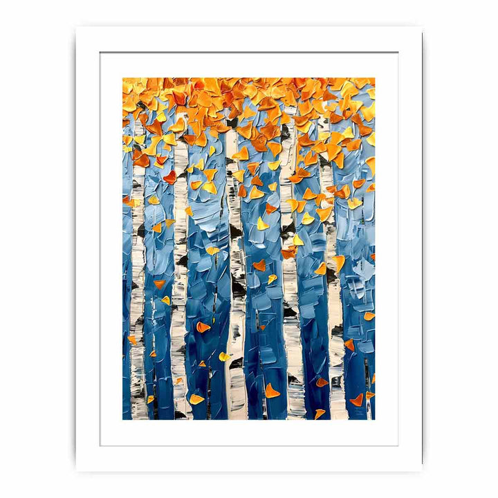 Birch Colorfull Leaves Knife Art Painting