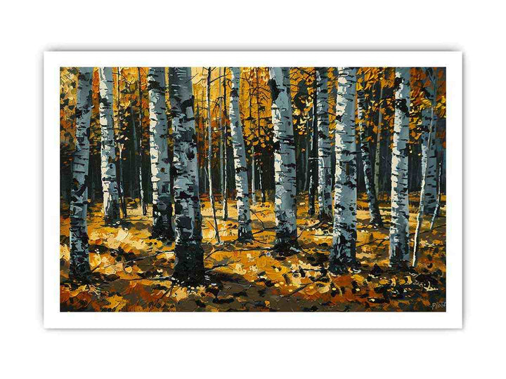 Birch Orange Tree Knife Art Painting