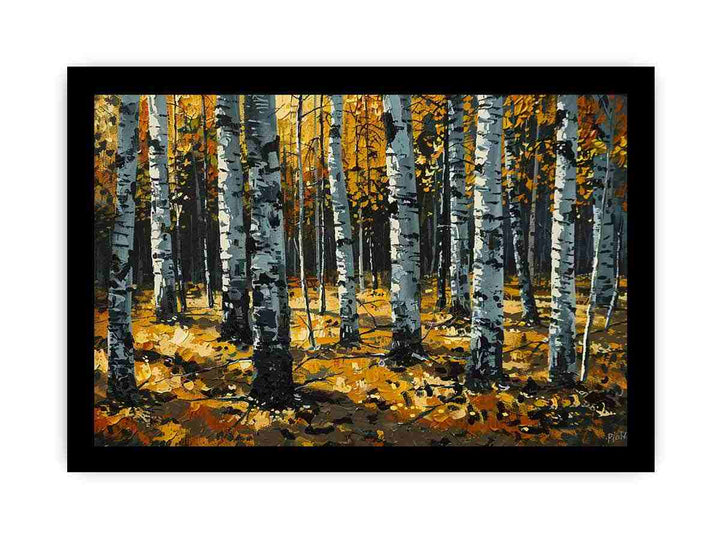 Birch Orange Tree Knife Art Painting