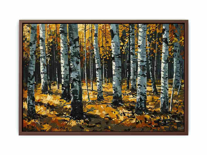 Birch Orange Tree Knife Art Painting