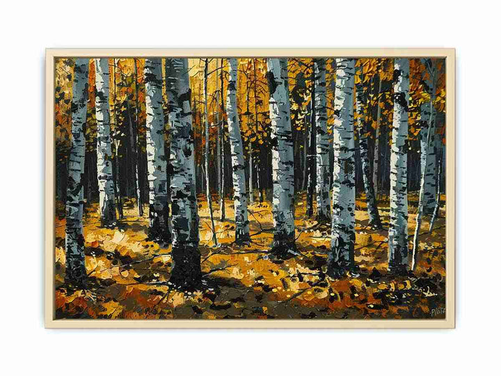 Birch Orange Tree Knife Art Painting