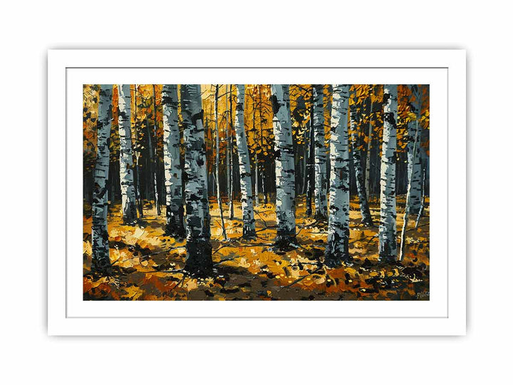 Birch Orange Tree Knife Art Painting