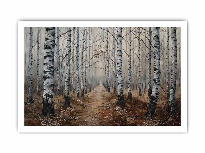 Birch Grey Tree Knife Art Painting