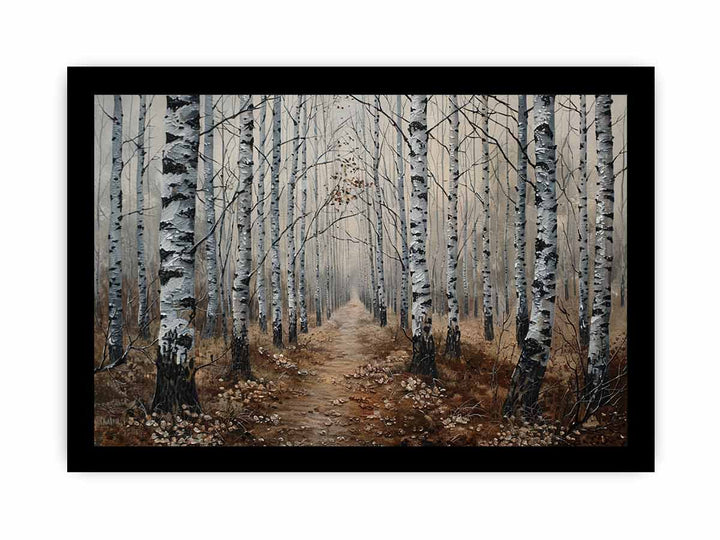 Birch Grey Tree Knife Art Painting