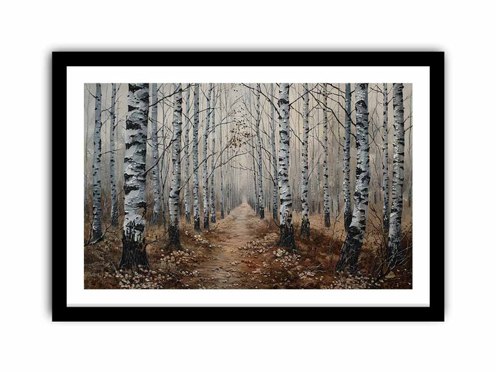 Birch Grey Tree Knife Art Painting