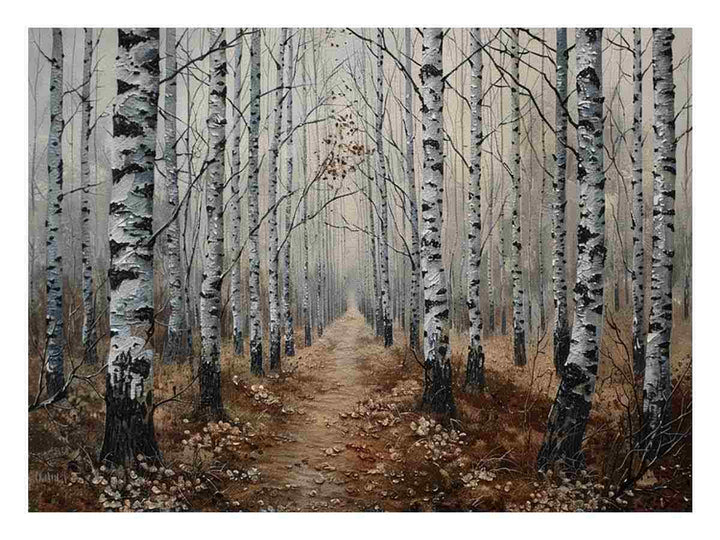 Birch Grey Tree Knife Art Painting