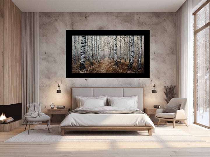 Birch Grey Tree Knife Art Painting