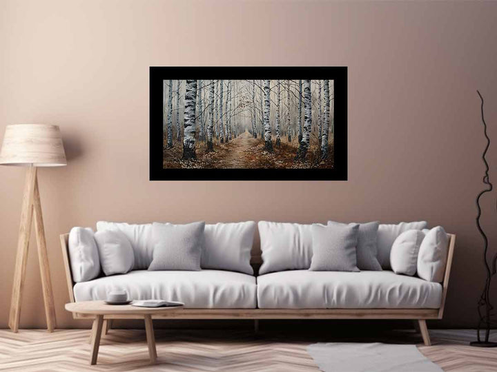 Birch Grey Tree Knife Art Painting