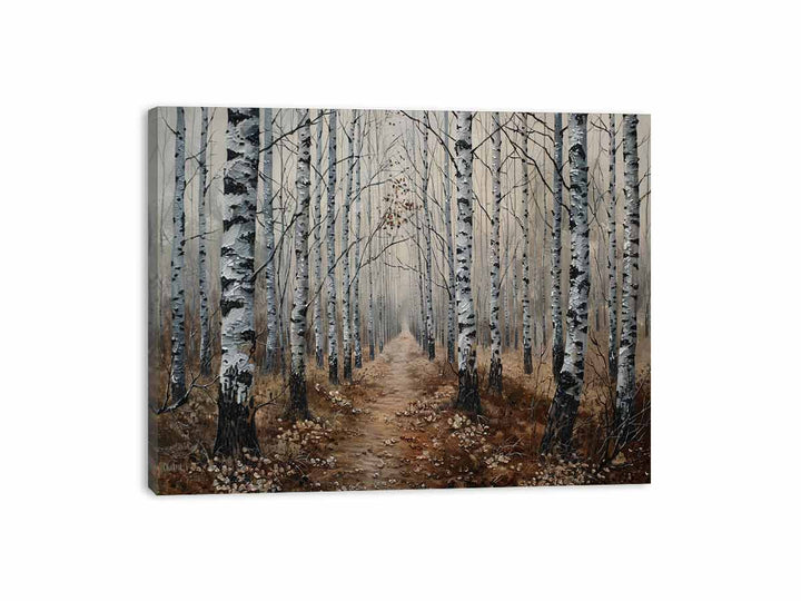 Birch Grey Tree Knife Art Painting