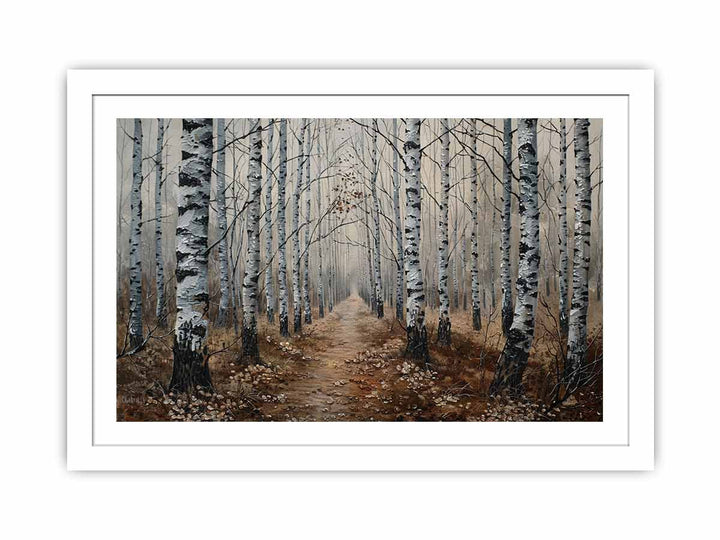 Birch Grey Tree Knife Art Painting