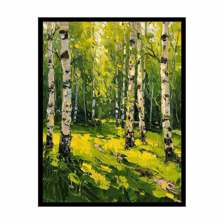  Birch Yellow Tree Knife  Art Painting 