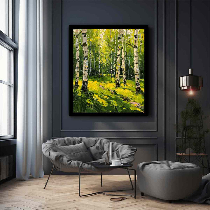  Birch Yellow Tree Knife  Art Painting 