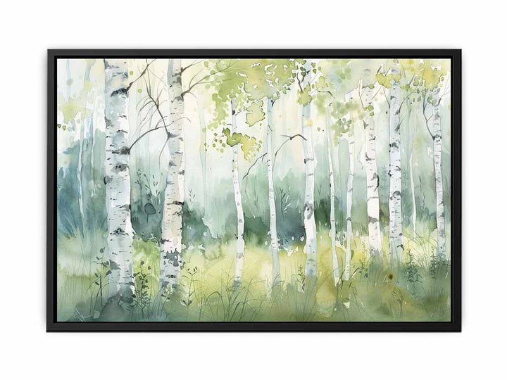 Green Grey Birch Knife Art Painting