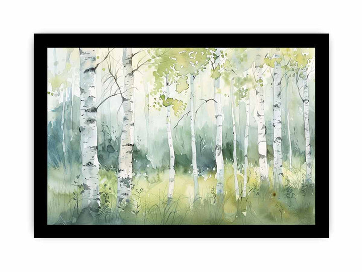 Green Grey Birch Knife Art Painting