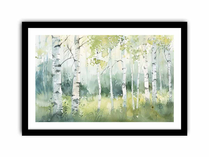 Green Grey Birch Knife Art Painting