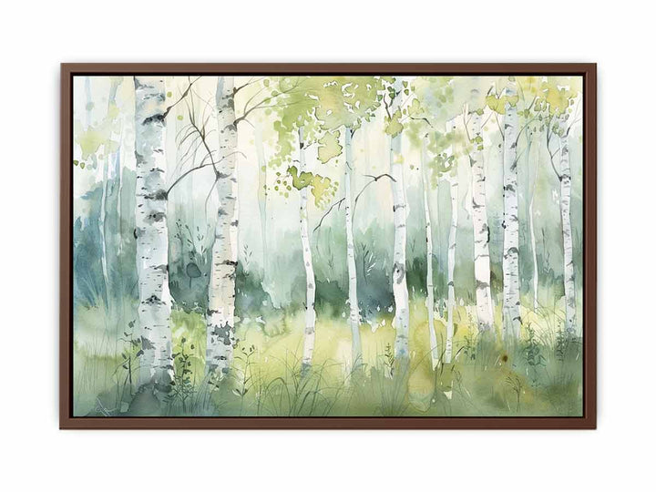 Green Grey Birch Knife Art Painting