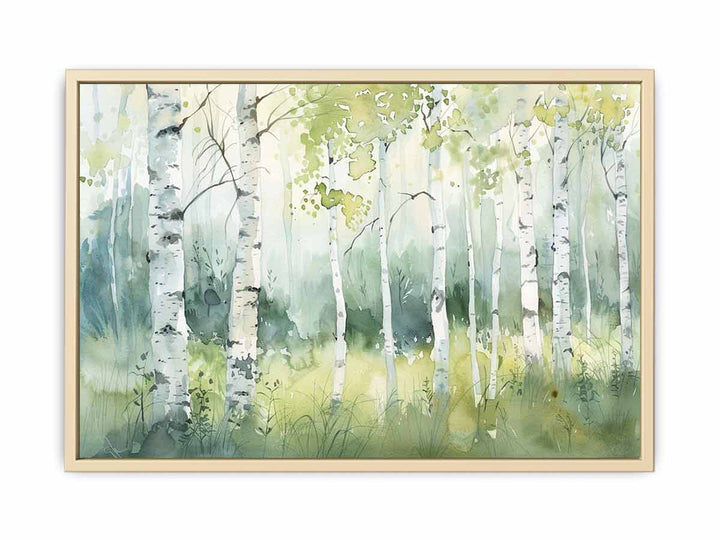 Green Grey Birch Knife Art Painting