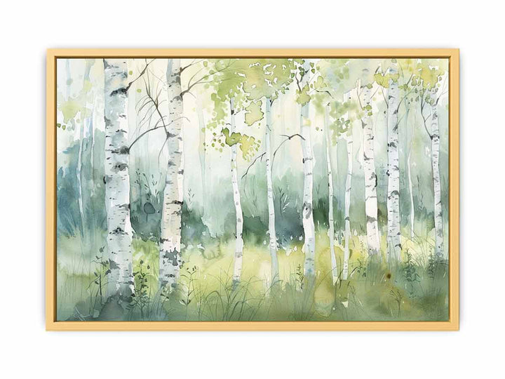 Green Grey Birch Knife Art Painting