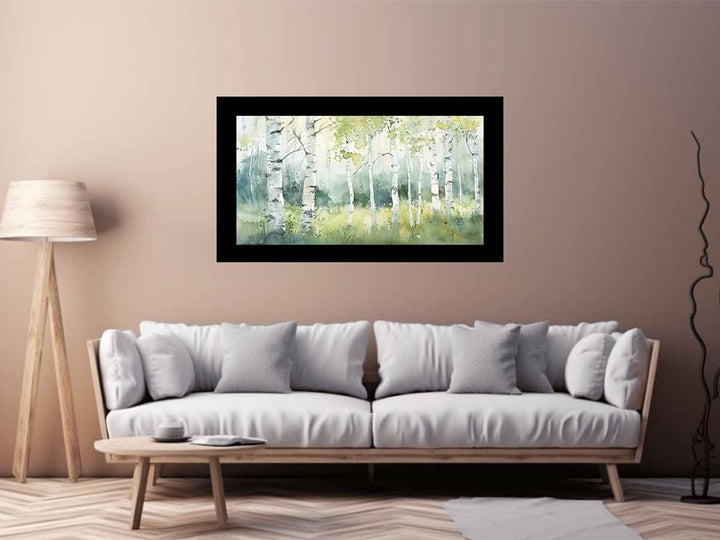 Green Grey Birch Knife Art Painting