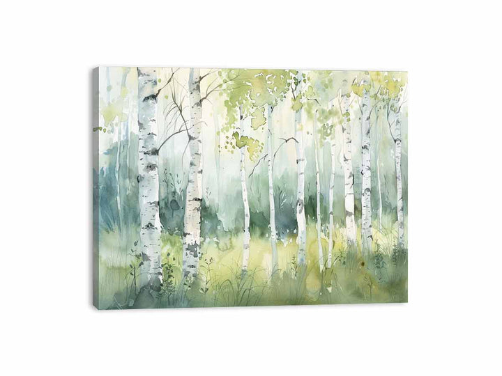 Green Grey Birch Knife Art Painting