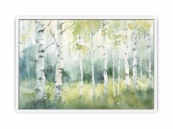 Green Grey Birch Knife Art Painting