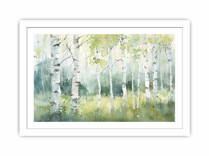 Green Grey Birch Knife Art Painting