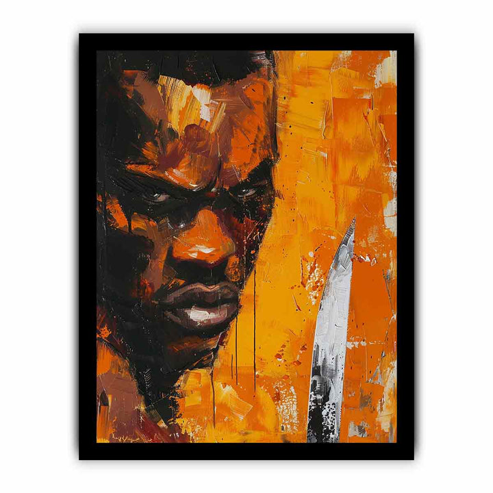 Man Faces Knife Art Painting