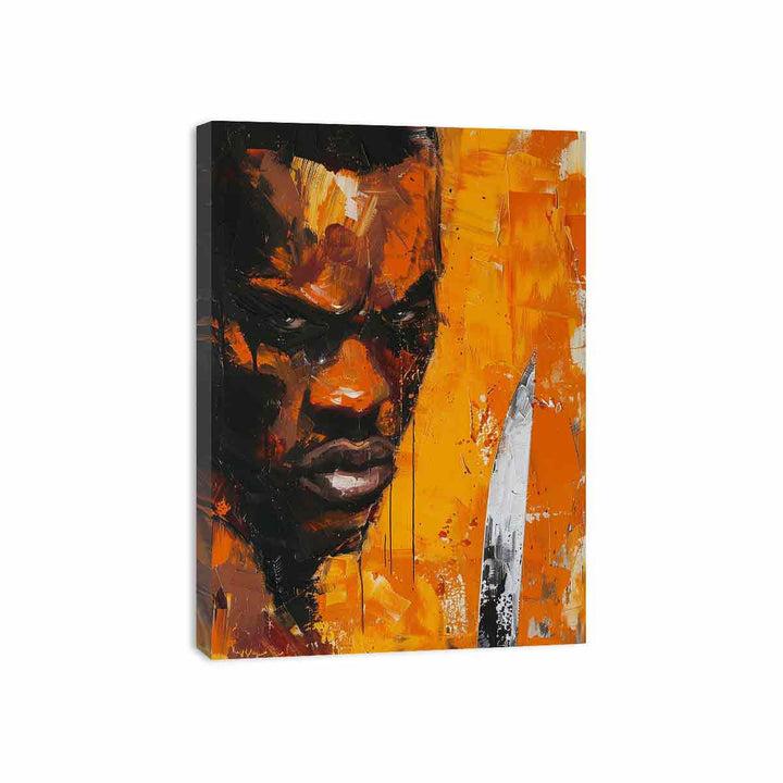 Man Faces Knife Art Painting