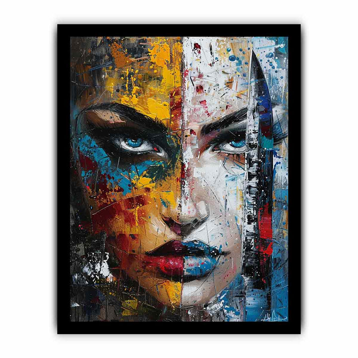 Woman Faces Knife Art Painting