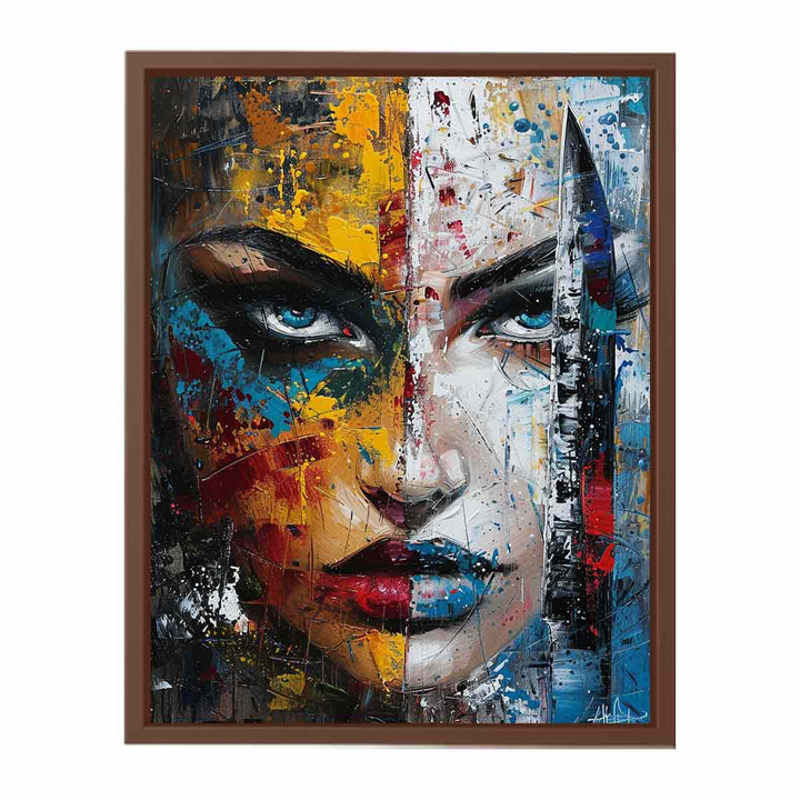 Woman Faces Knife Art Painting