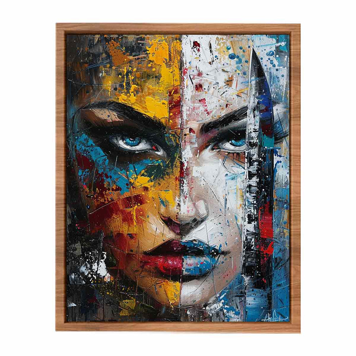 Woman Faces Knife Art Painting