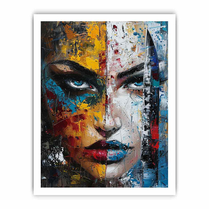 Woman Faces Knife Art Painting