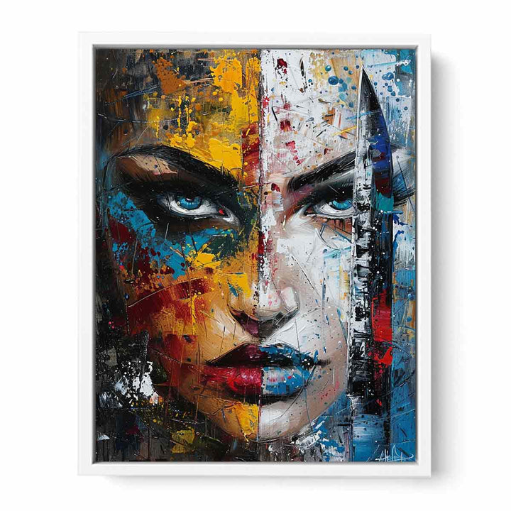 Woman Faces Knife Art Painting